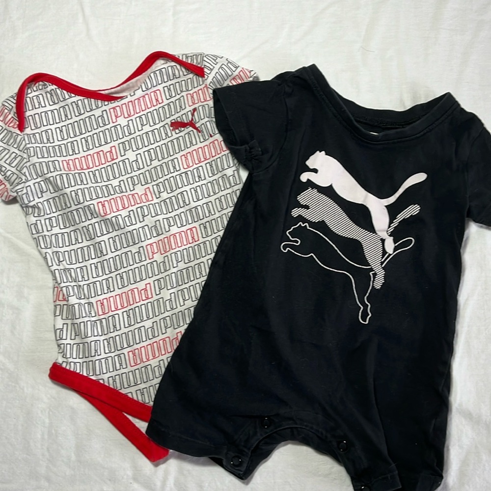 6-9M Puma romper and diaper shirt